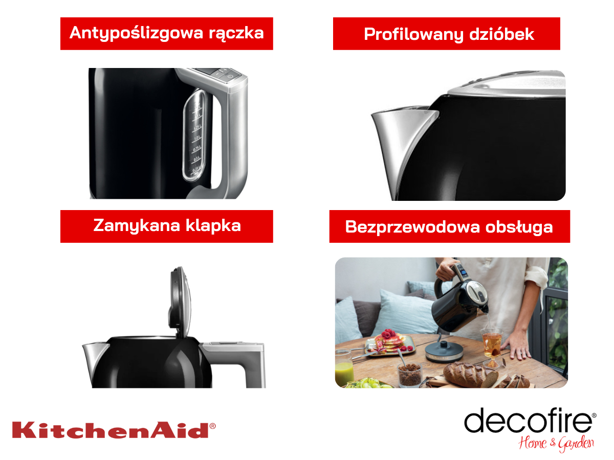 Dodatkowe udogodnienia – czajnik 1,7 l Onyx Black KitchenAid (5KEK1722EOB)