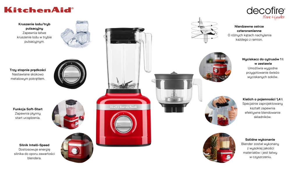 Blender K150 1,4 l z wyciskaczem Empire Red KitchenAid (5KSB1350EER)