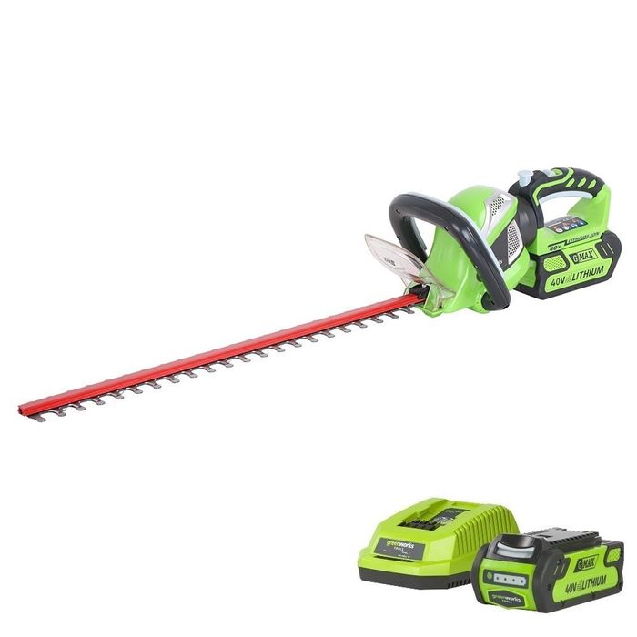 GreenWorks Akumulatorowe Nożyce do żywopłotu 61 cm G-MAX 40 V Zestaw – Bateria 2Ah + Ładowarka (22637TVA)