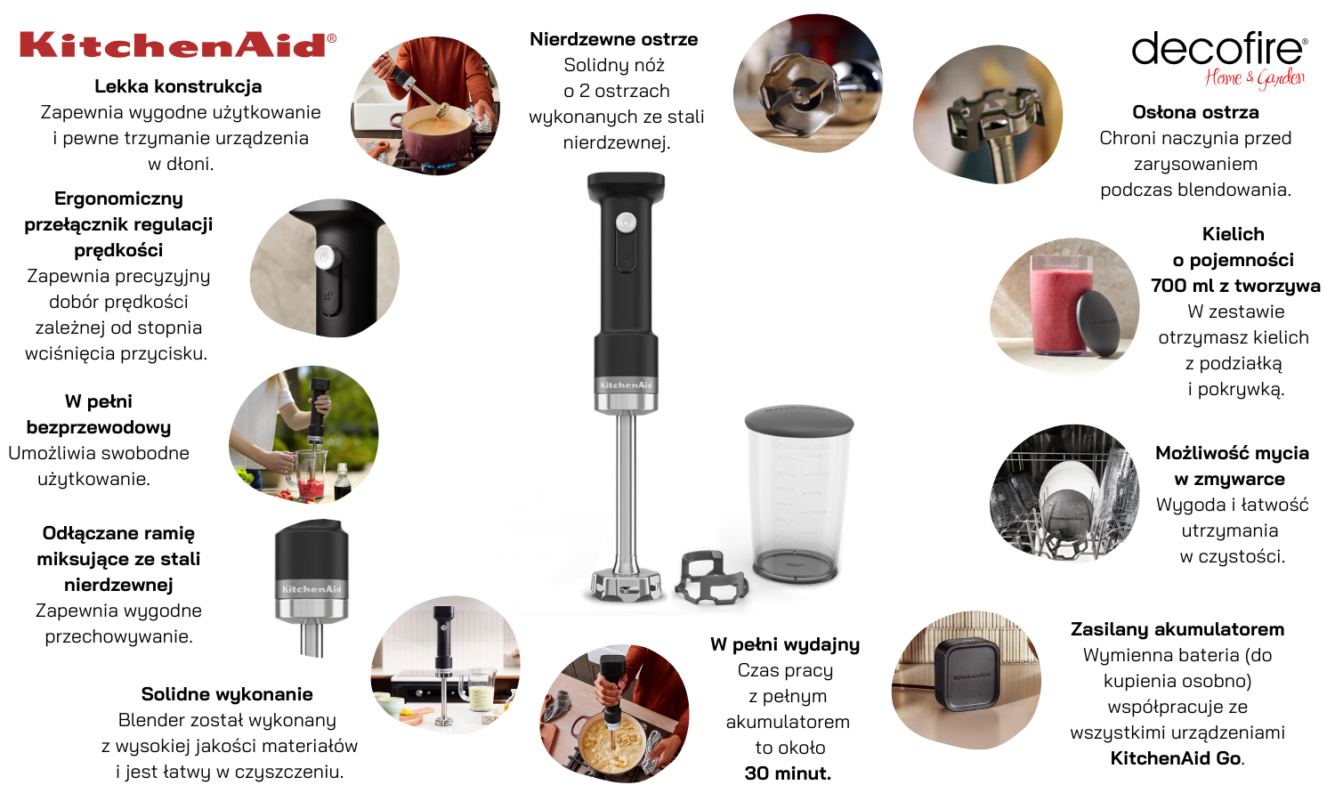 Blender ręczny na akumulator KitchenAid Go (5KHBRV00BM)