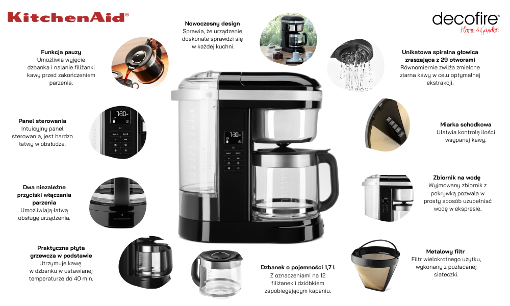 Ekspres przelewowy Drip Spiral Classic Onyx Black KitchenAid (5KCM1209EOB)