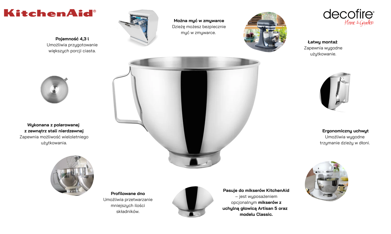 Dzieża INOX 4,3 l Artisan 5 KitchenAid (5K45SBWH)
