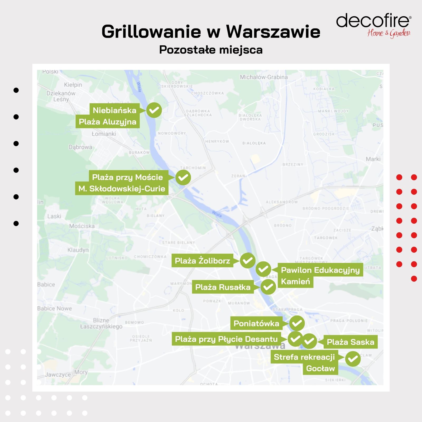 Grill Warszawa pozostałe dozwolone miejsca mapka