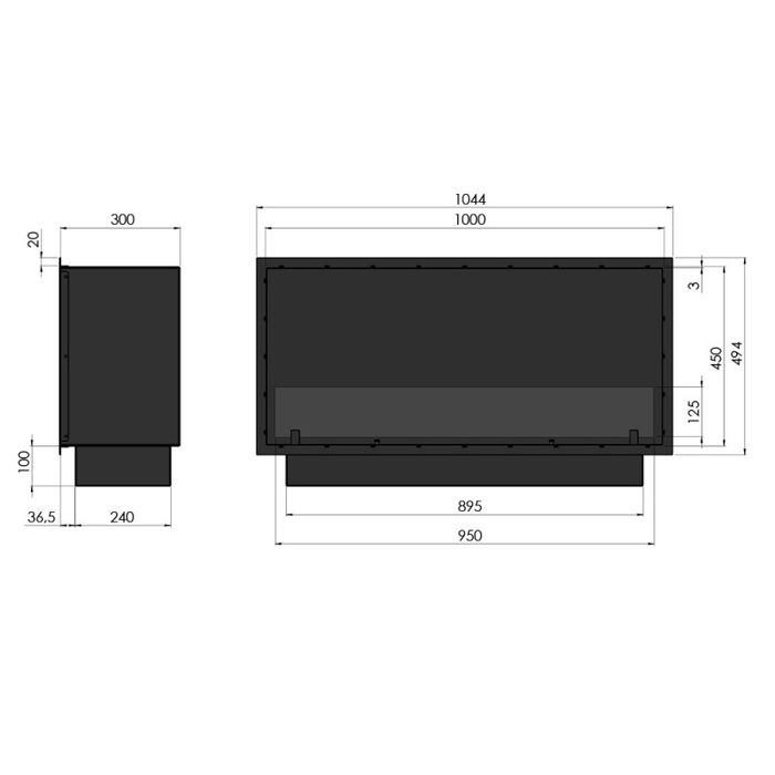 Biokominek do zabudowy Infire Inside Black 1000 Slim Line