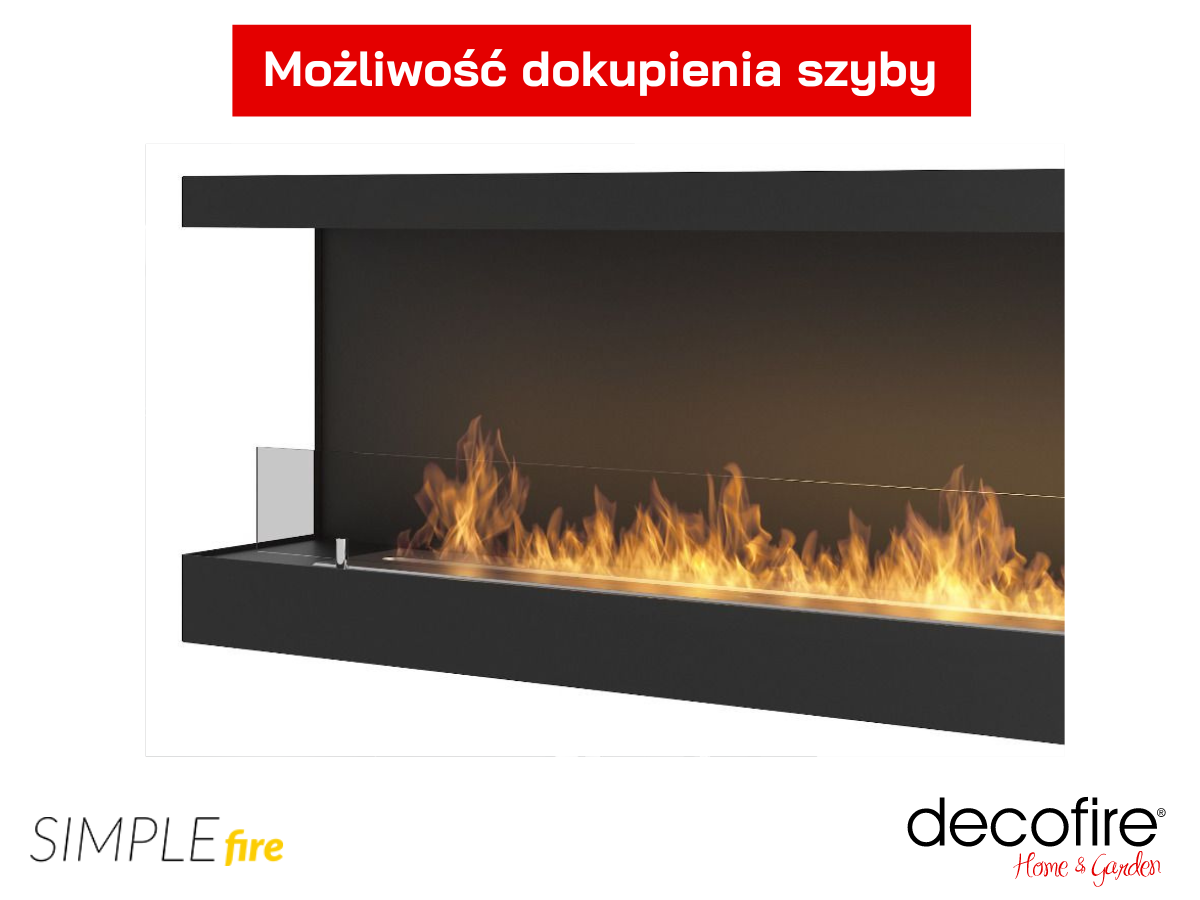 Biokominek Simple Fire CORNER 1200L z szybą