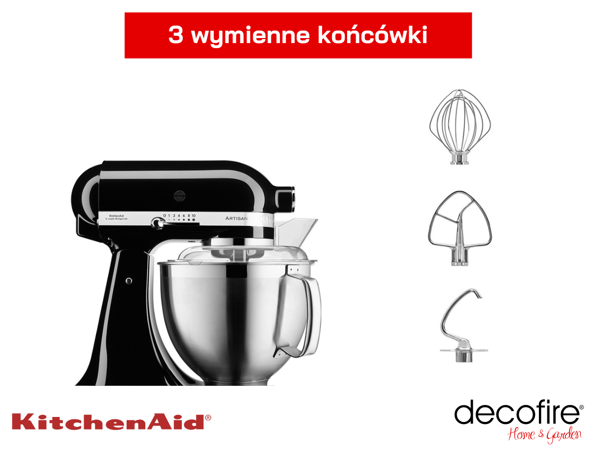 Mikser Artisan 5 Onyx Black 4,8 l KitchenAid z 3 wymiennymi końcówkami