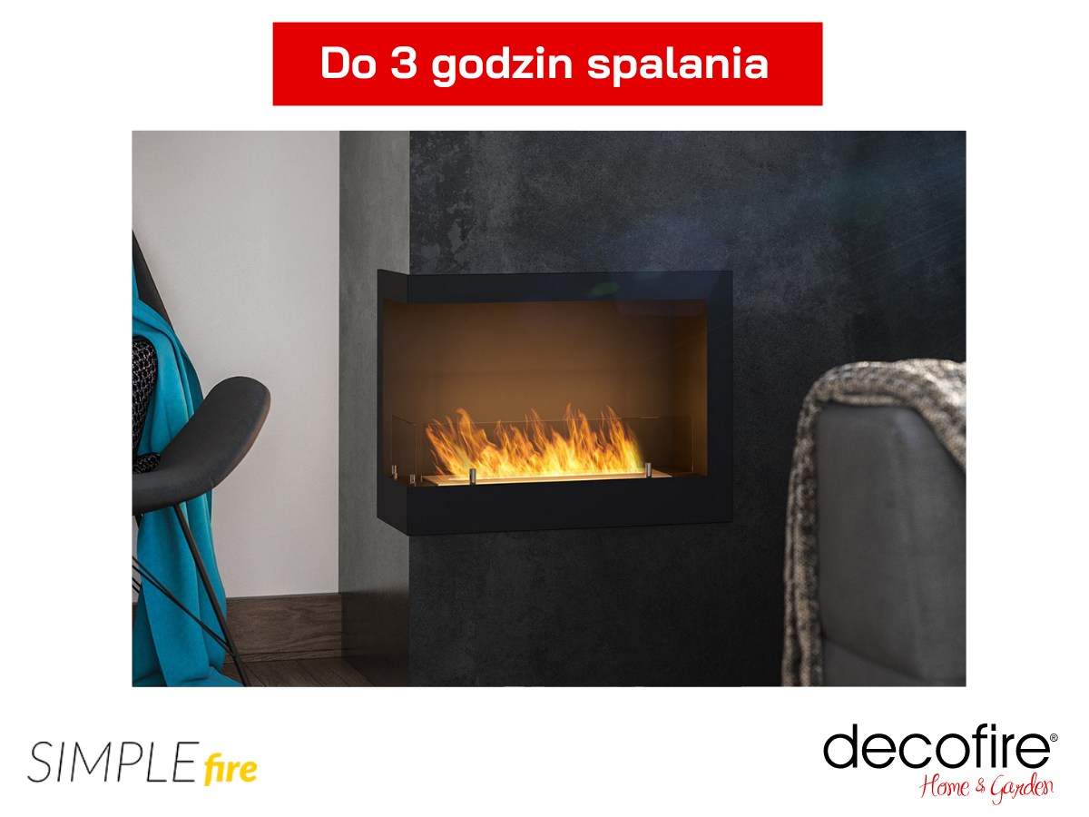 Biokominek po zasileniu biopaliwem, zapewnia nawet do 3 godzin spalania.