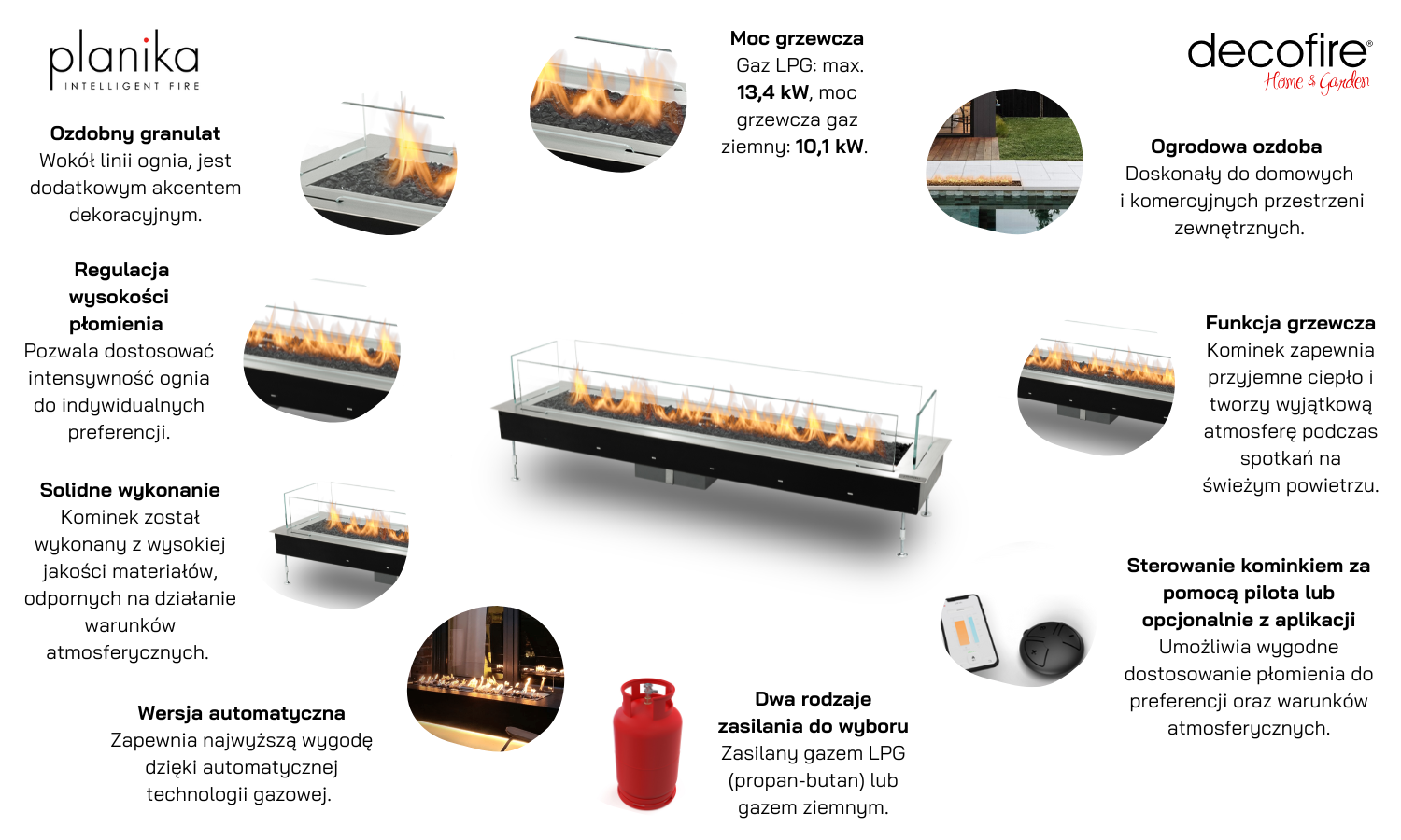 Kominek automatyczny na gaz LPG / gaz ziemny Galaxy 1150 Burner Planika