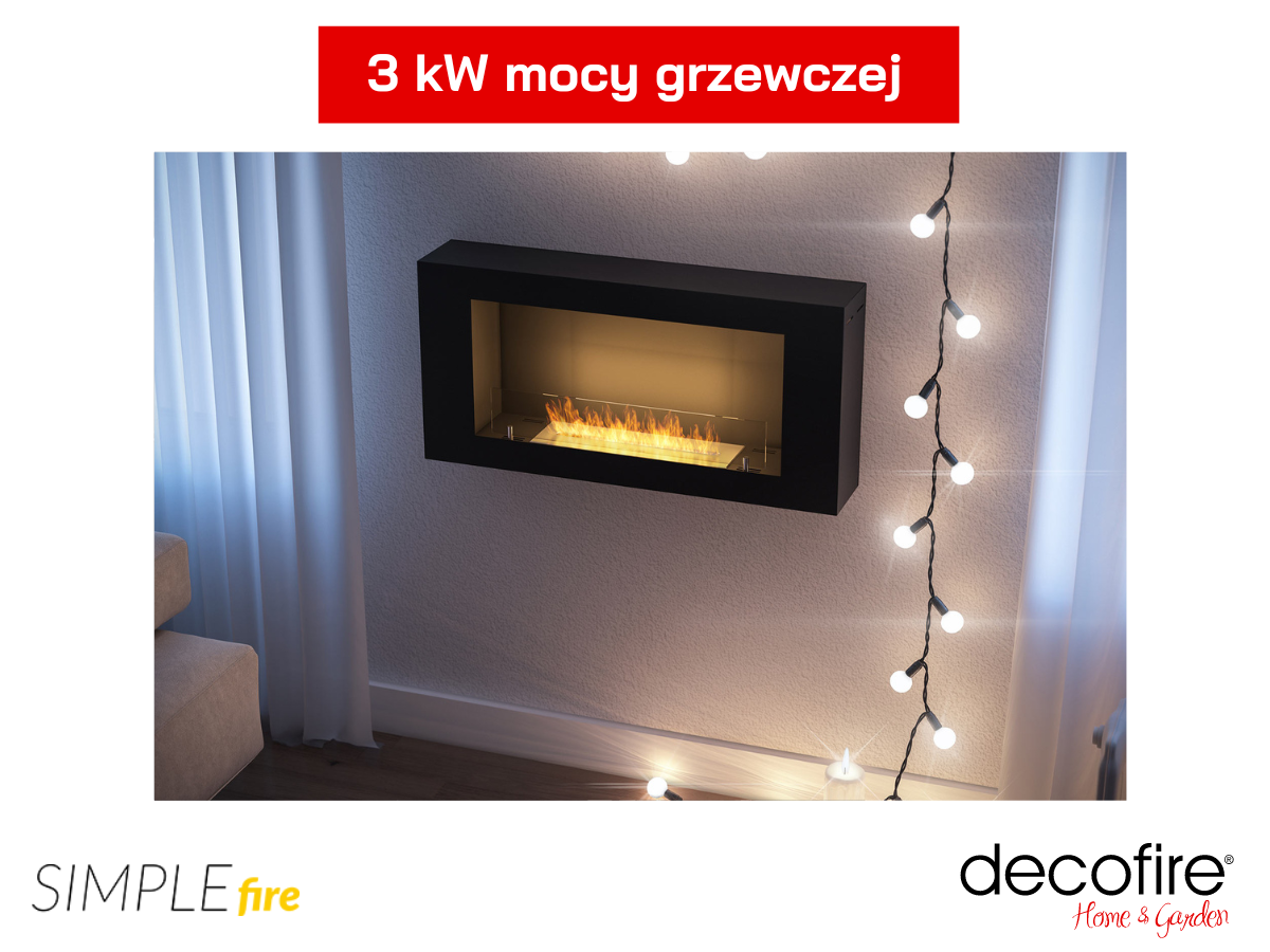Biokominek Simple Fire BLACKBOC 910 ogrzewający salon