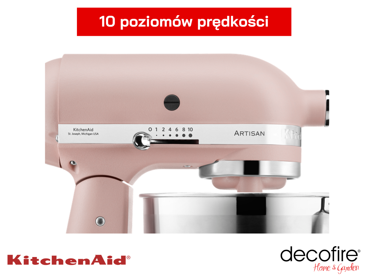Regulacja poziomów prędkości miksera Artisan 5 Feather Pink