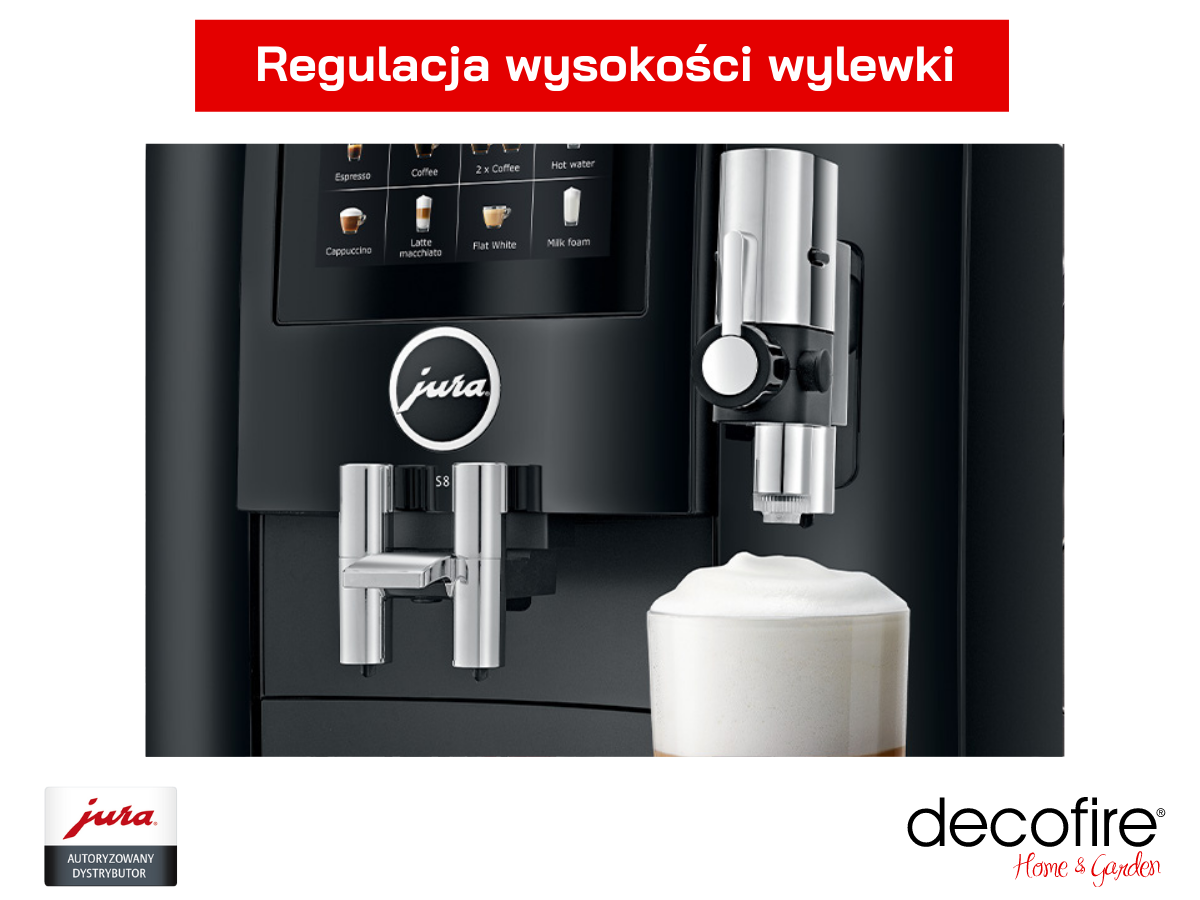 Ekspres Jura S8 Piano Black regulowana wylewka