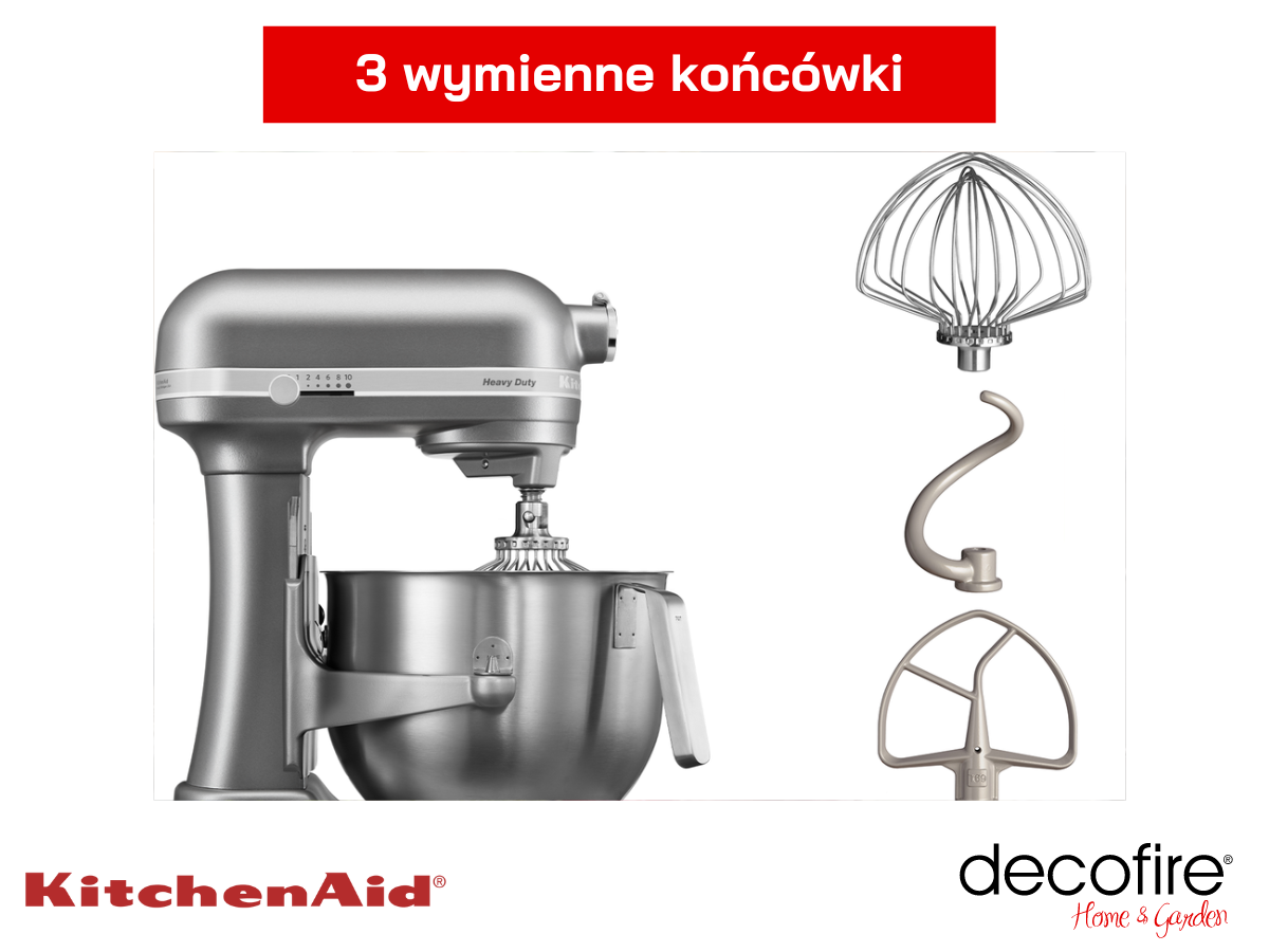 Mikser Heavy Duty 7 Silver KitchenAid z 3 wymiennymi końcówkami w zestawie