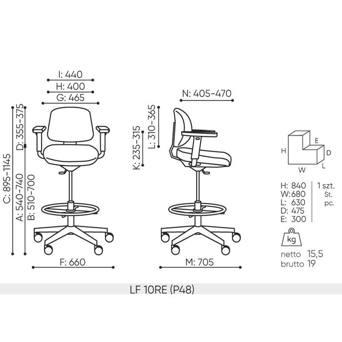 Fotel krzesło hoker LIFT LF 10RE Bejot