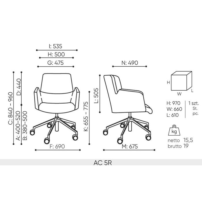 Fotel obrotowy IN ACCESS AC 5R Bejot