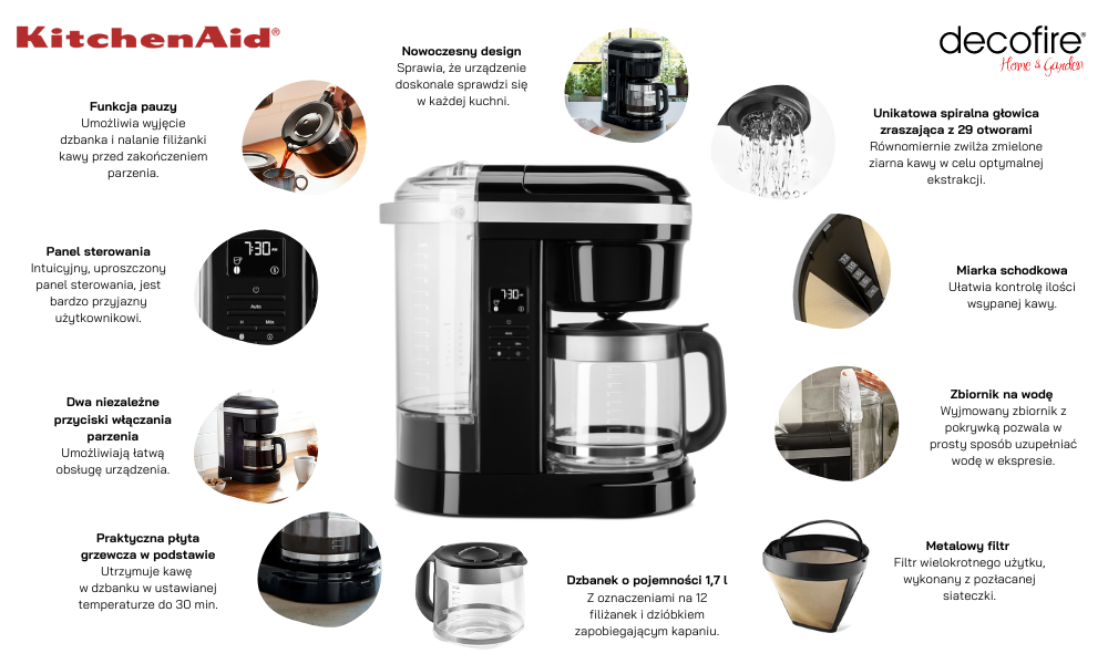 Ekspres przelewowy Drip Spiral Classic Onyx Black KitchenAid (5KCM1208EOB)