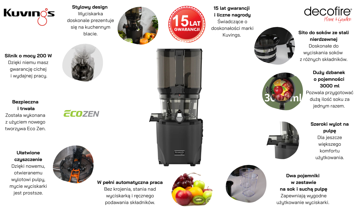 Wyciskarka wolnoobrotowa Kuvings Auto 10S czarna