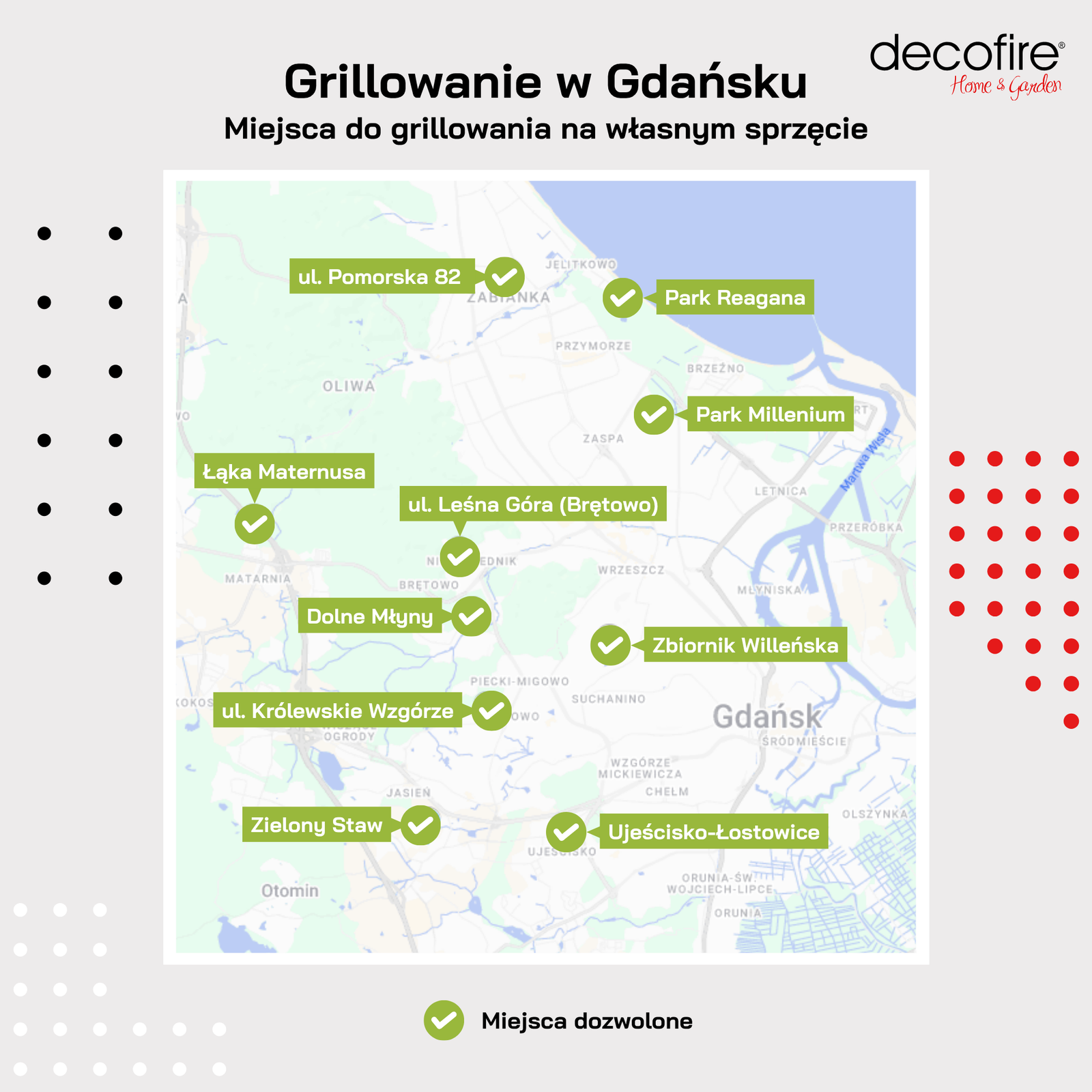 dańsk miejsca na girllowanie na własnym sprzęcie mapka 