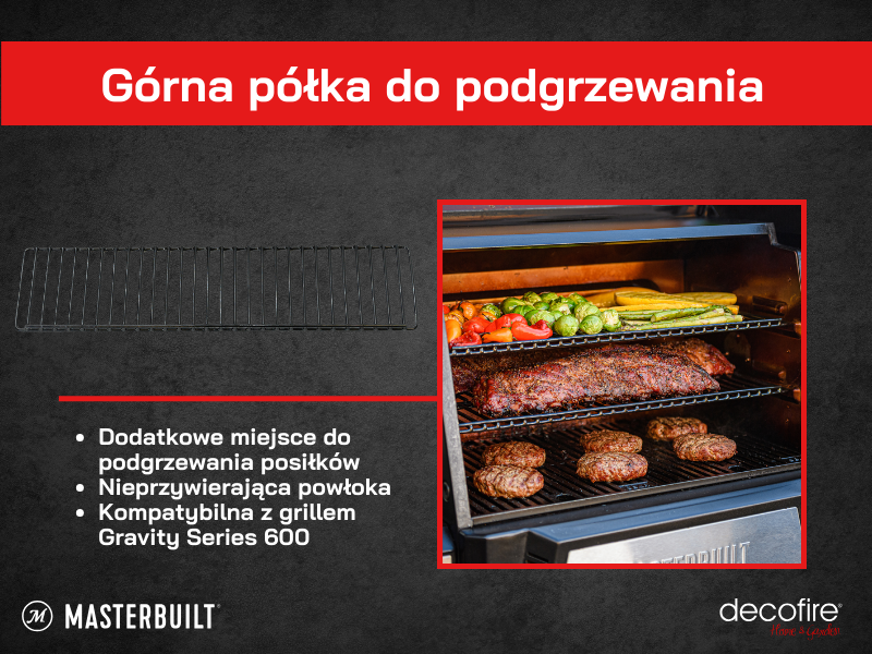 Górna półka warming rack do grilla Gravity Series 600 Masterbuilt