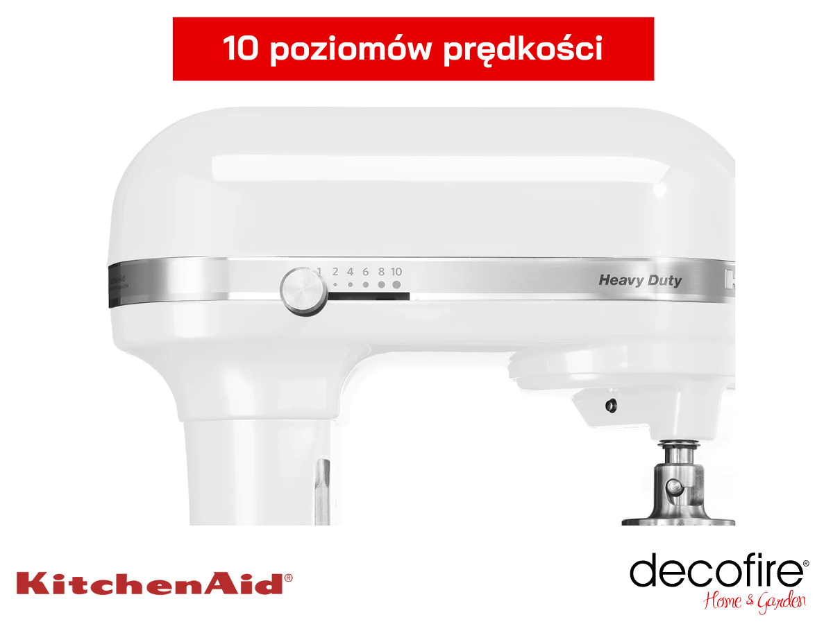 Posiadając mikser Heavy Duty 7 White 6,9 l KitchenAid posiada aż 10 poziomów prędkości