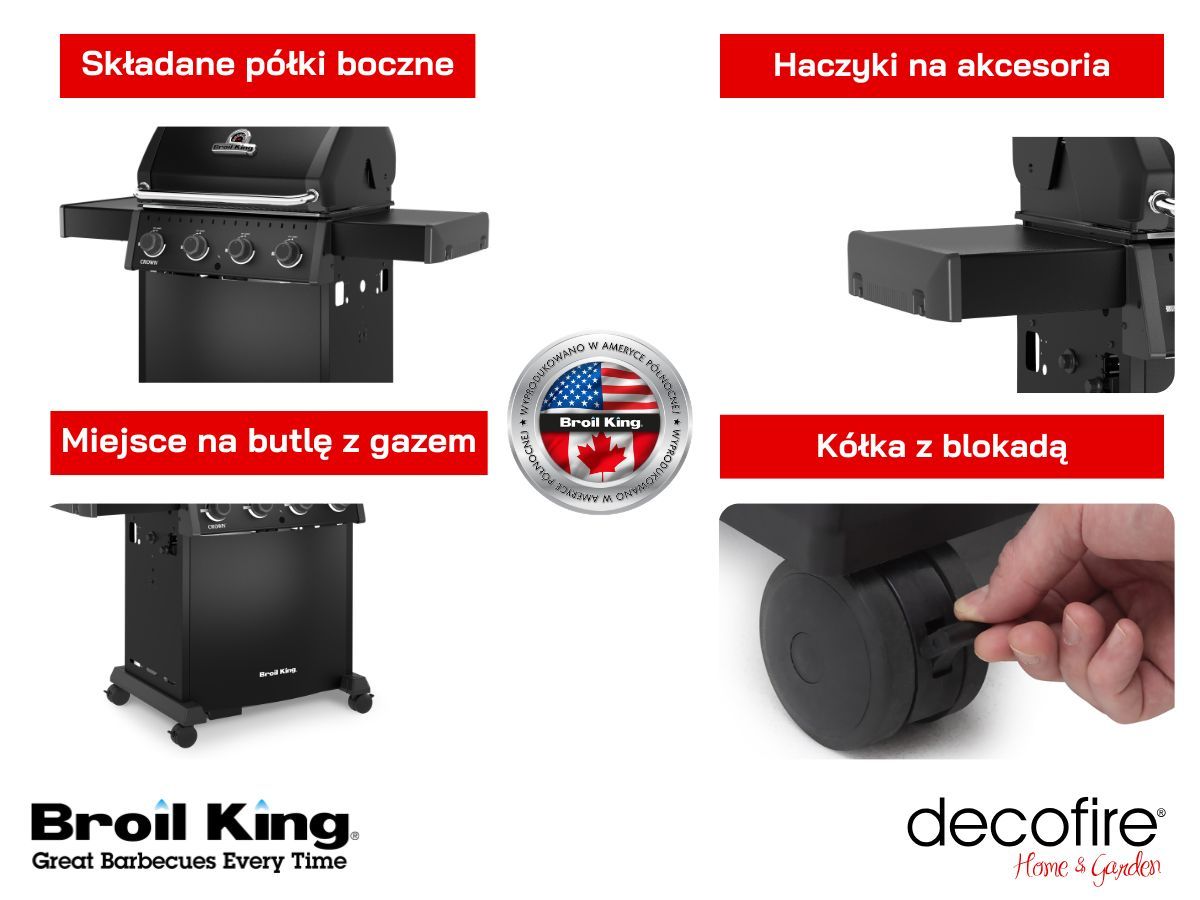 Dodatkowe udogodnienia w grillu gazowym Broil King Crown 410 Shadow 