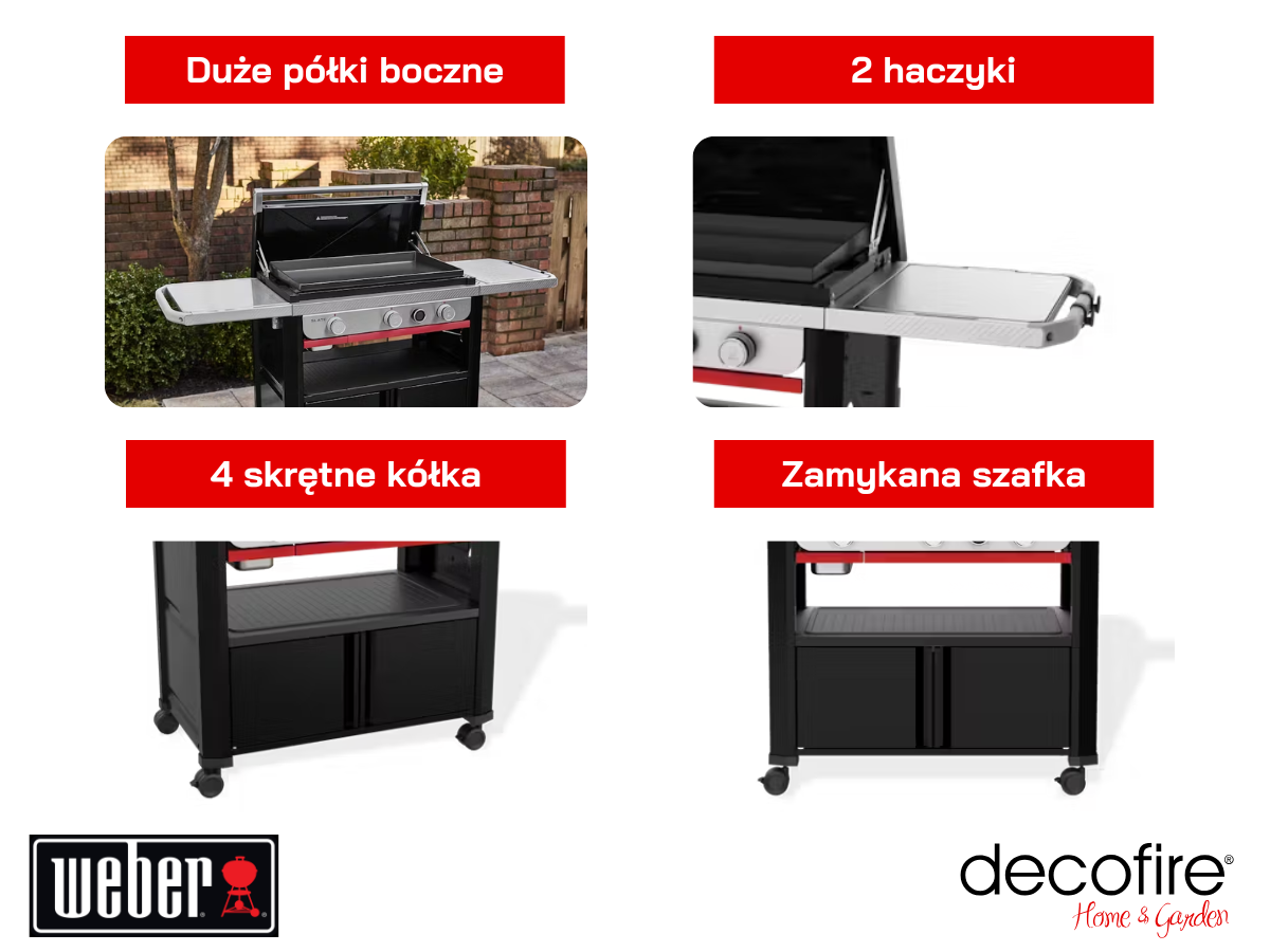 Dodatkowe udogodnienia w płycie grillu gazowym Weber SLATE GPD 76 cm Premium