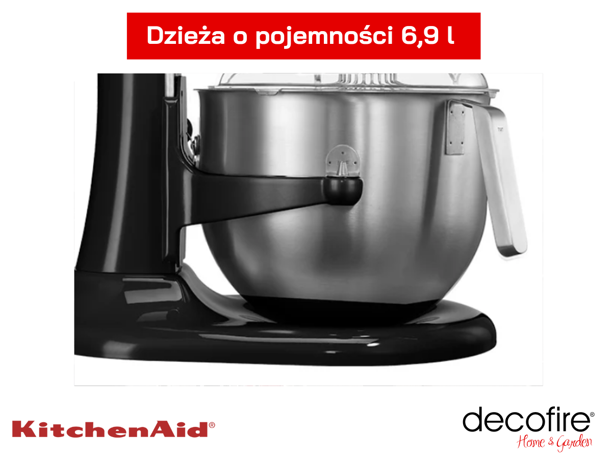 Model Heavy Duty 7 Onyx Black 6,9 l KitchenAid został wyposażony w dużą dzieżę o pojemności 6,9 l.