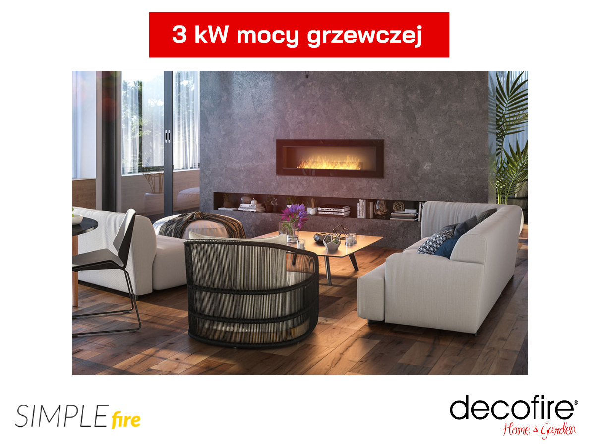 Biokominek Simple Fire FRAME 1500 czarny o mocy grzewczej 3 kW