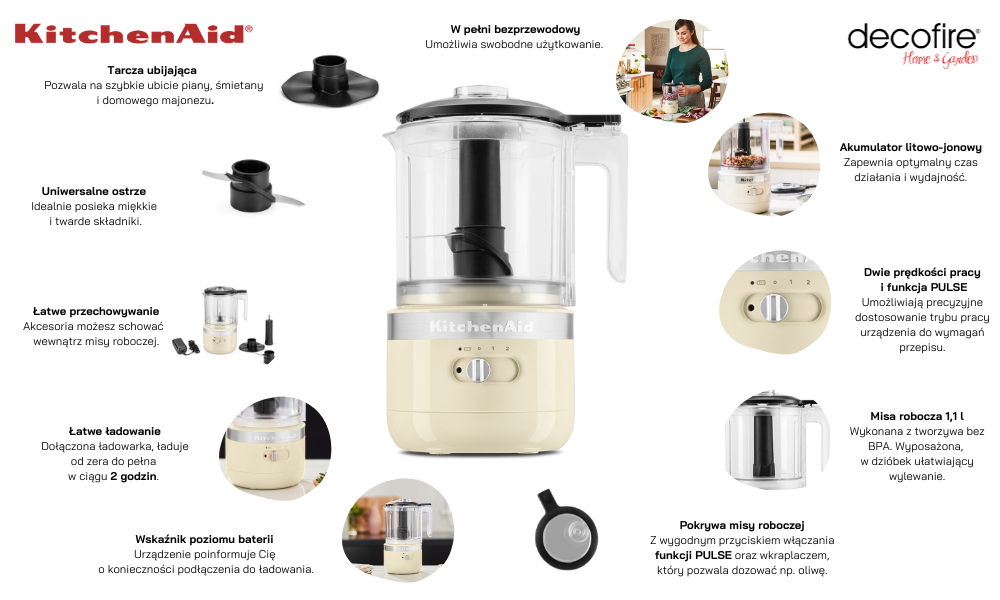Malakser bezprzewodowy 1,1 l Almond Crem KitchenAid 