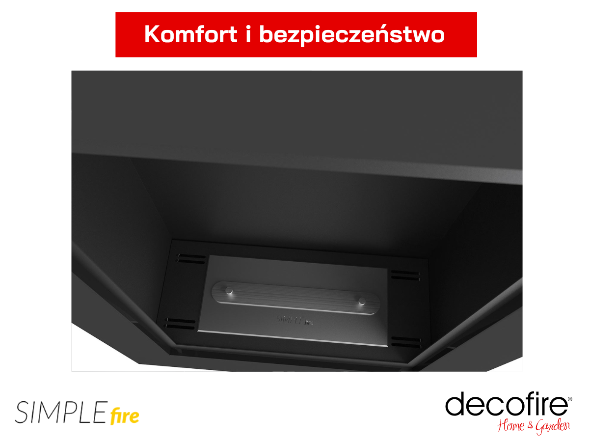 Czarny biokominek Simple Fire FRAME 550 system odpowietrzający
