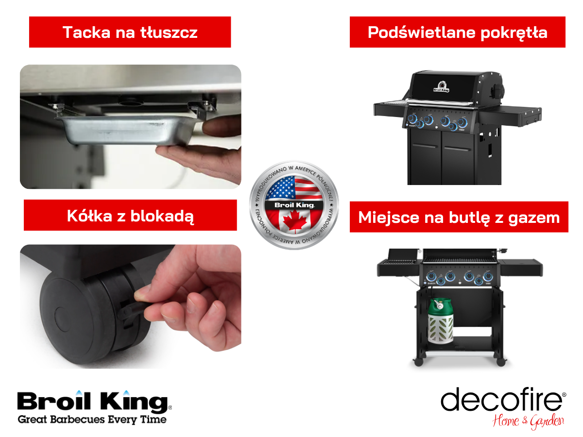 Udogodnienia w grillu gazowym Baron 490 IRX Shadow Broil King