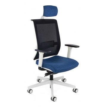 Fotel biurowy Grospol Level WS HD WHITE tkanina Omega - 8 kolorów