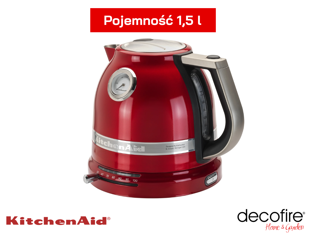 Czajnik Artisan Candy Apple KitchenAid o pojemności 1,5 litra.