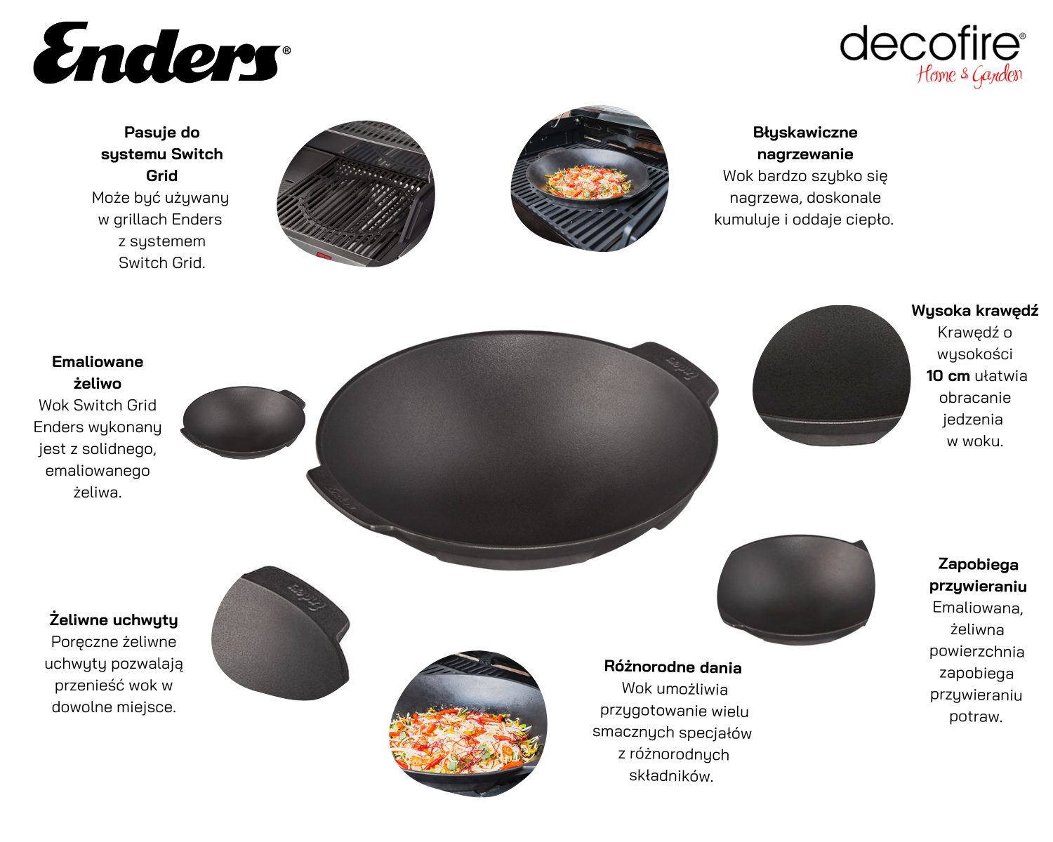 Wok żeliwny z uchwytami Switch Grid Enders