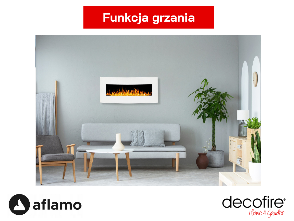 Kominek elektryczny Aflamo Malibu biały z funkcją grzewczą