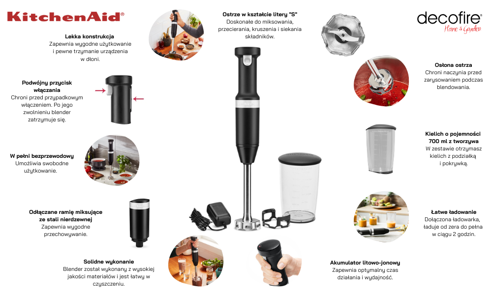 Bezprzewodowy blender ręczny Matte Black KitchenAid (5KHBBV53EBM)