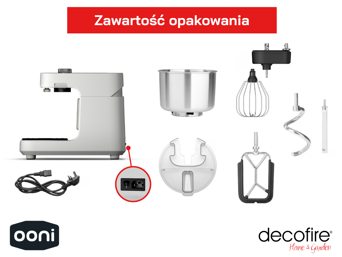 Ooni mikser spiralny Halo Pro – zawartość zestawu