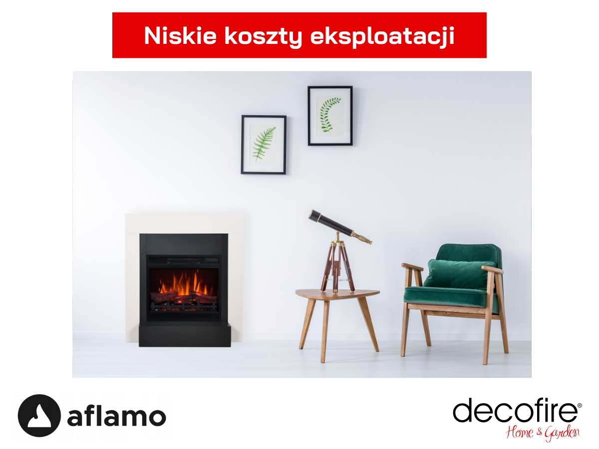 Kominek elektryczny Aflamo Simple LED 3D niskie koszty eksploatacji