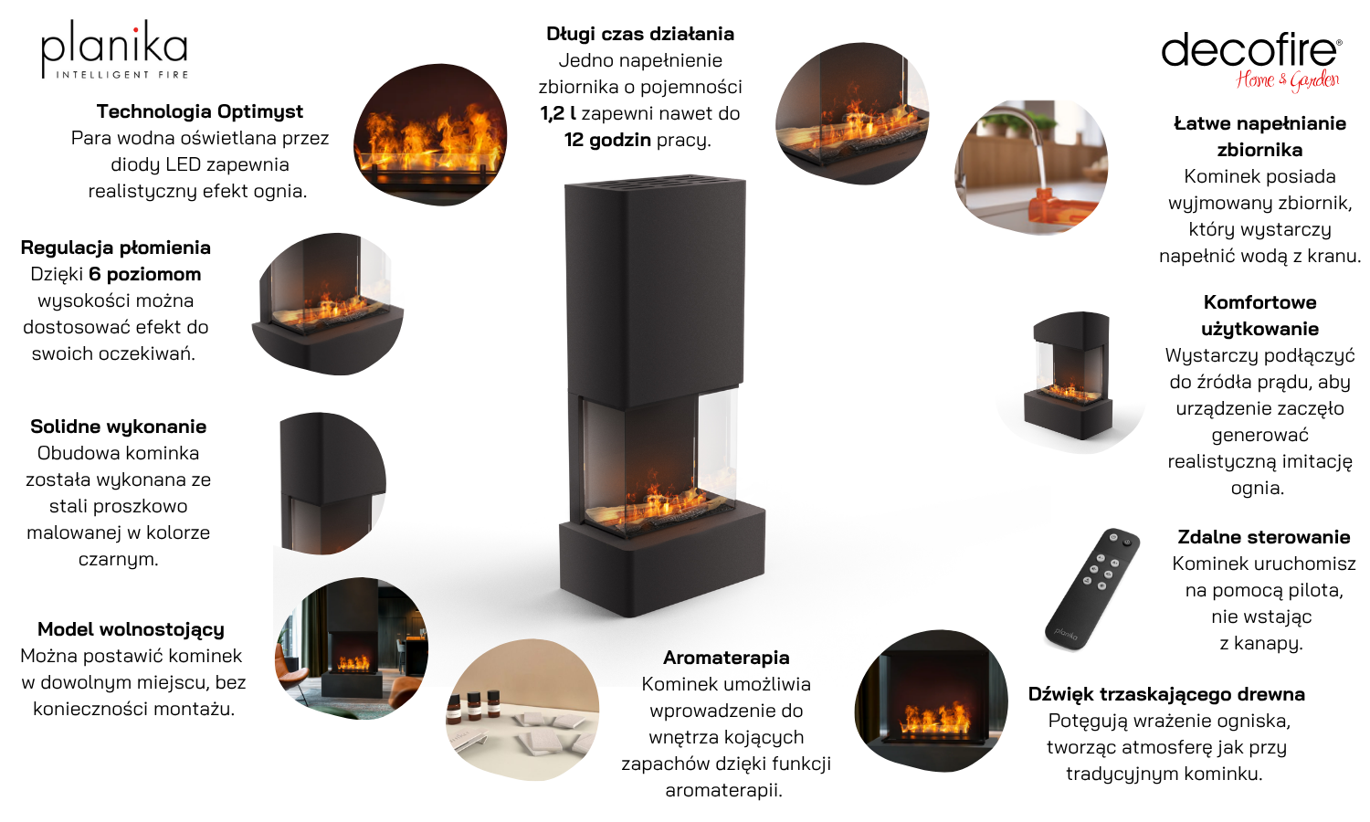 Kominek na parę wodną Aura Cool Flame 500 Planika