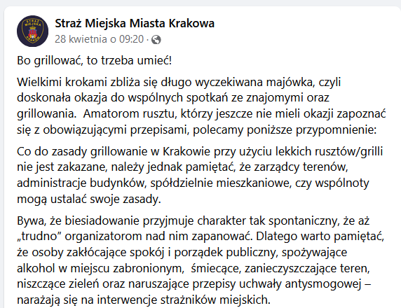 Grill w Krakowie Straż Miejska 