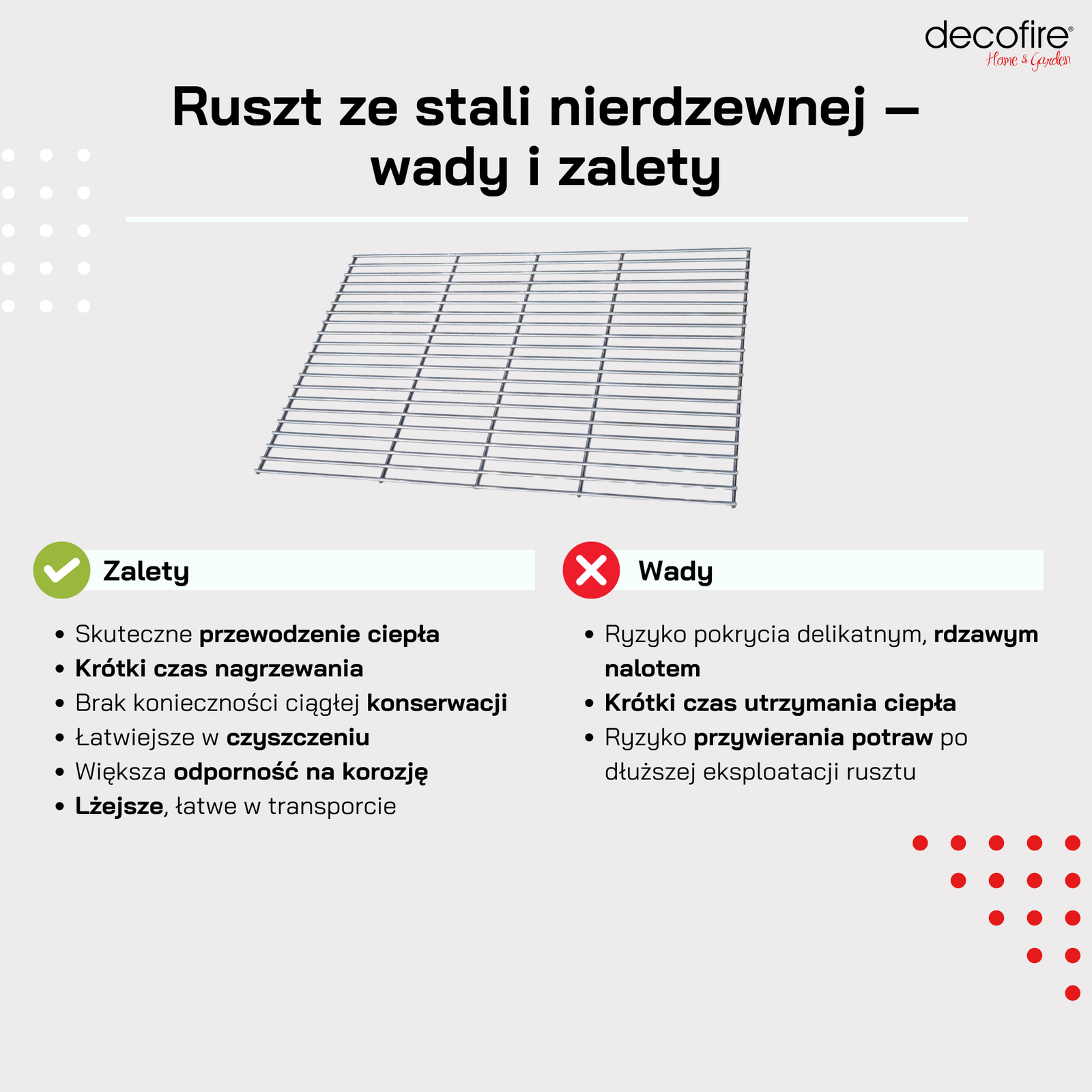 Ruszt ze stali nierdzewnej wady i zalety