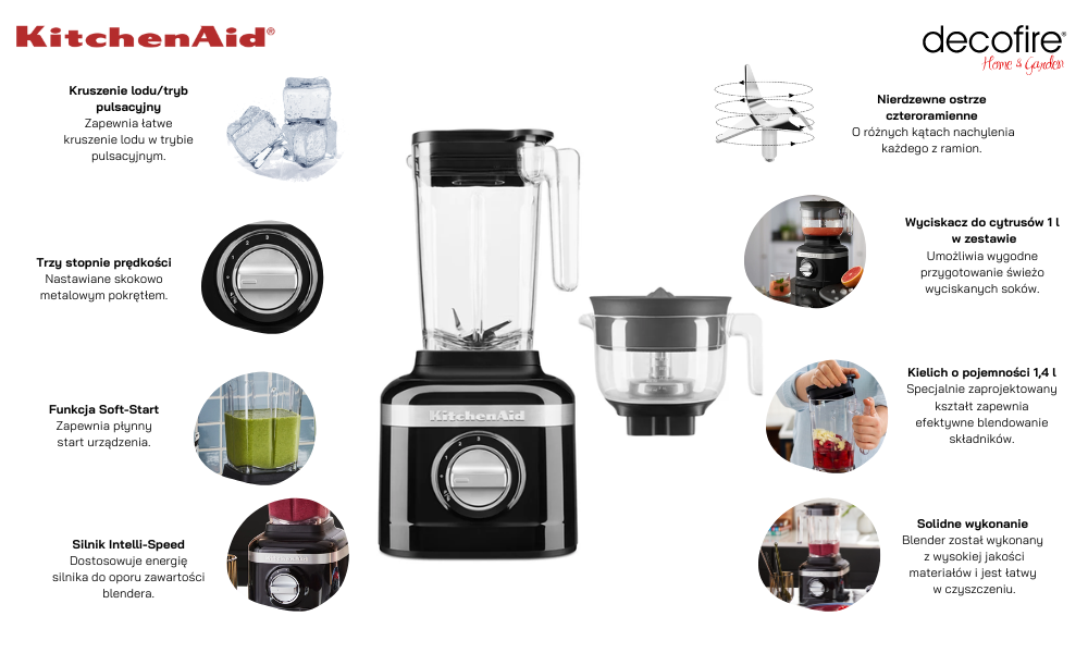 Blender kielichowy K150 1,4 l z wyciskaczem Onyx Black KitchenAid
