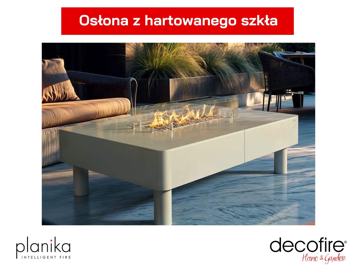Osłona ze szkła w kominku Planika Fika
