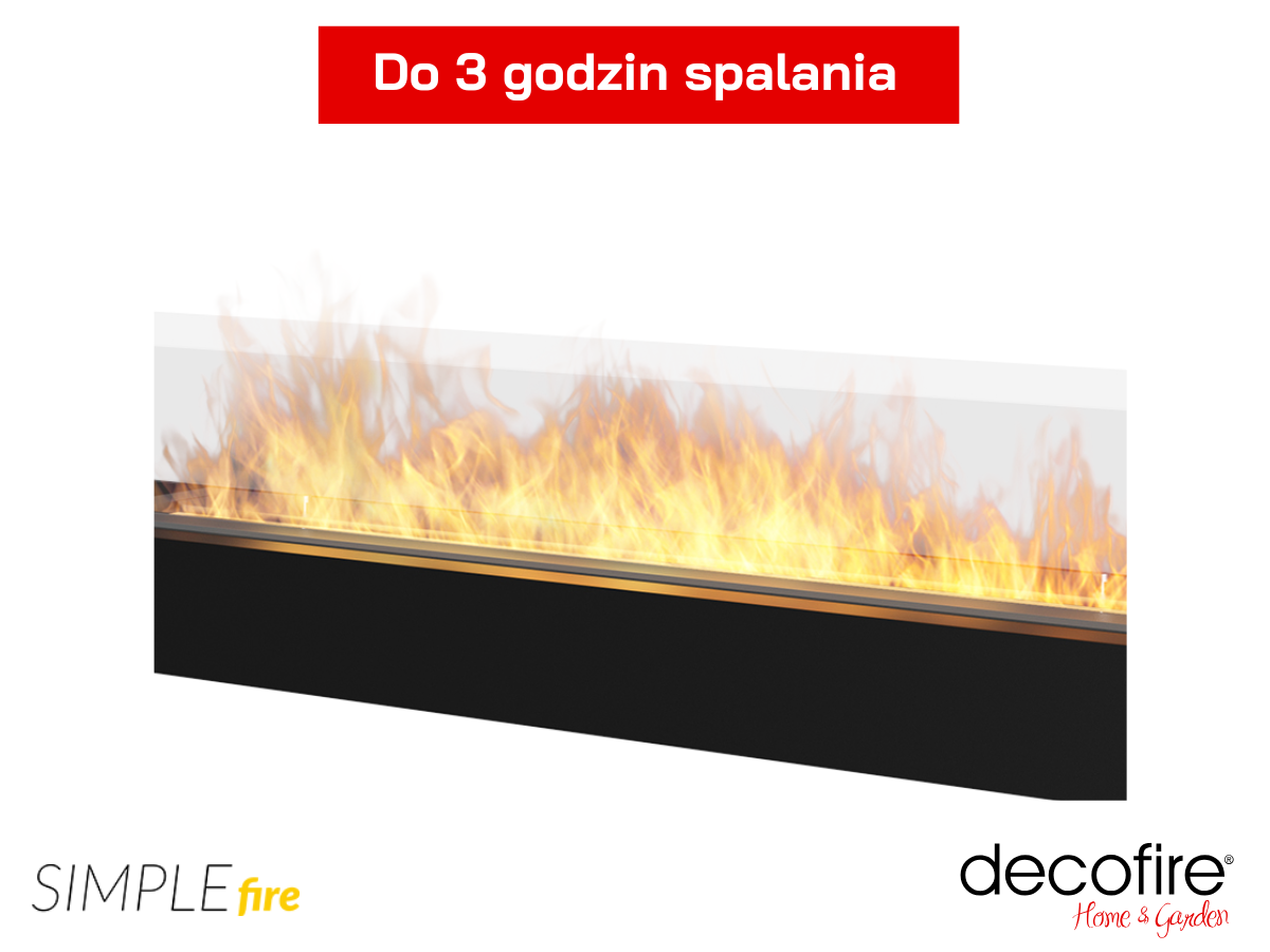 Biokominek wolnostojący Simple Fire FIREBOX 1200 zapewnia około 3 godzin palenia.