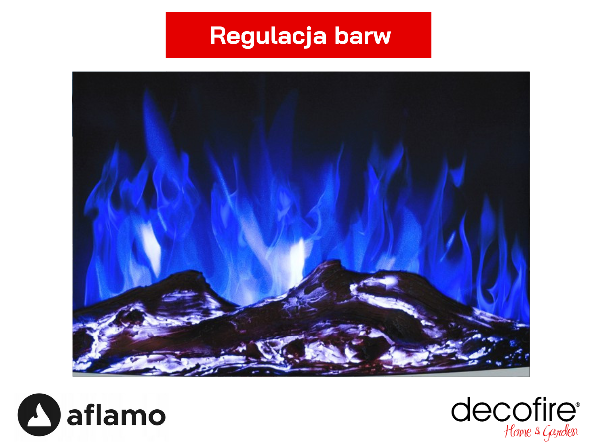 Regulacja barw w kominku elektrycznym Aflamo Malibu biały