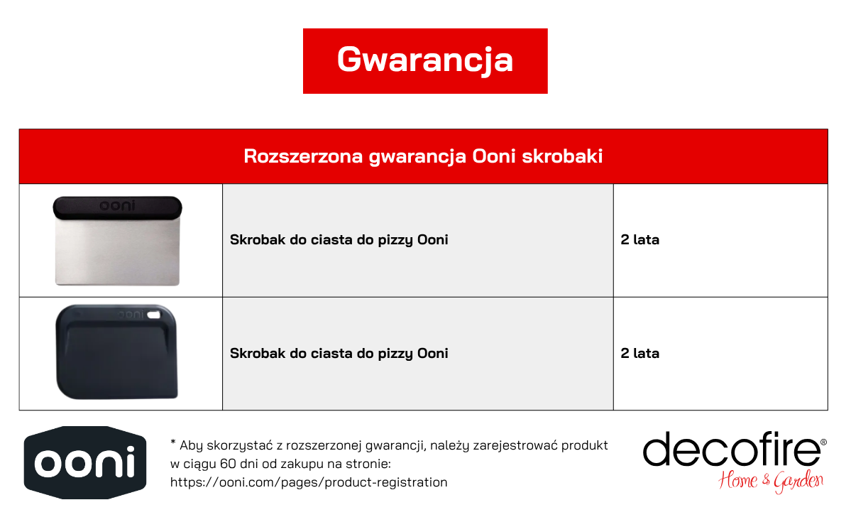 Gwarancja Ooni na skrobaki
