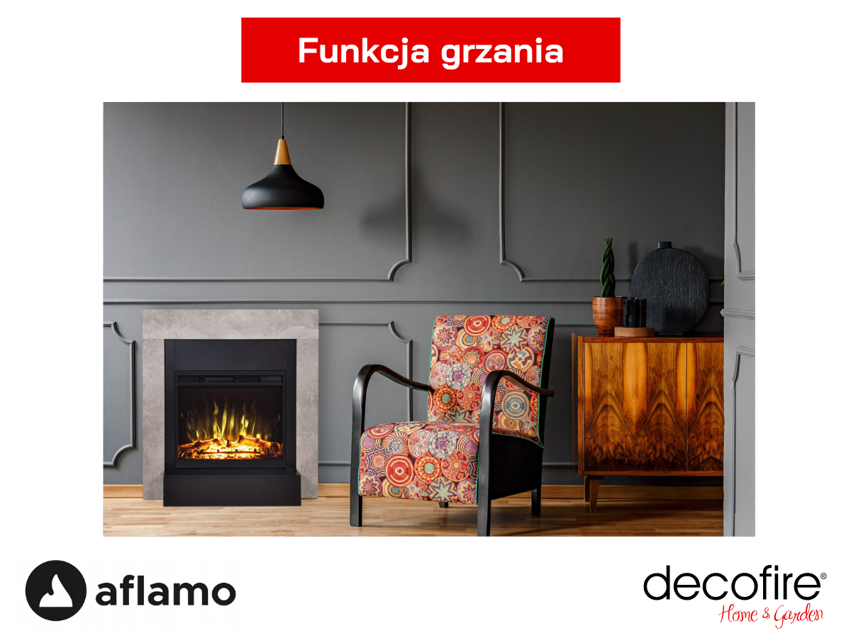 Kominek elektryczny Aflamo Simple LED 2D z funkcją grzewczą