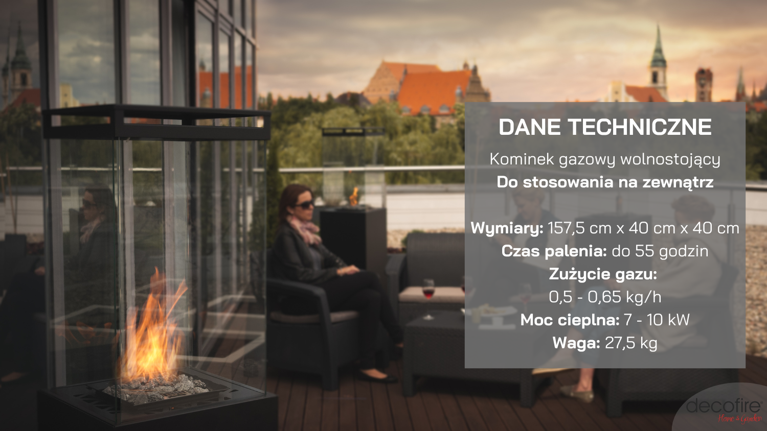 Kominek gazowy Lighthouse Planika czarny dane techniczne