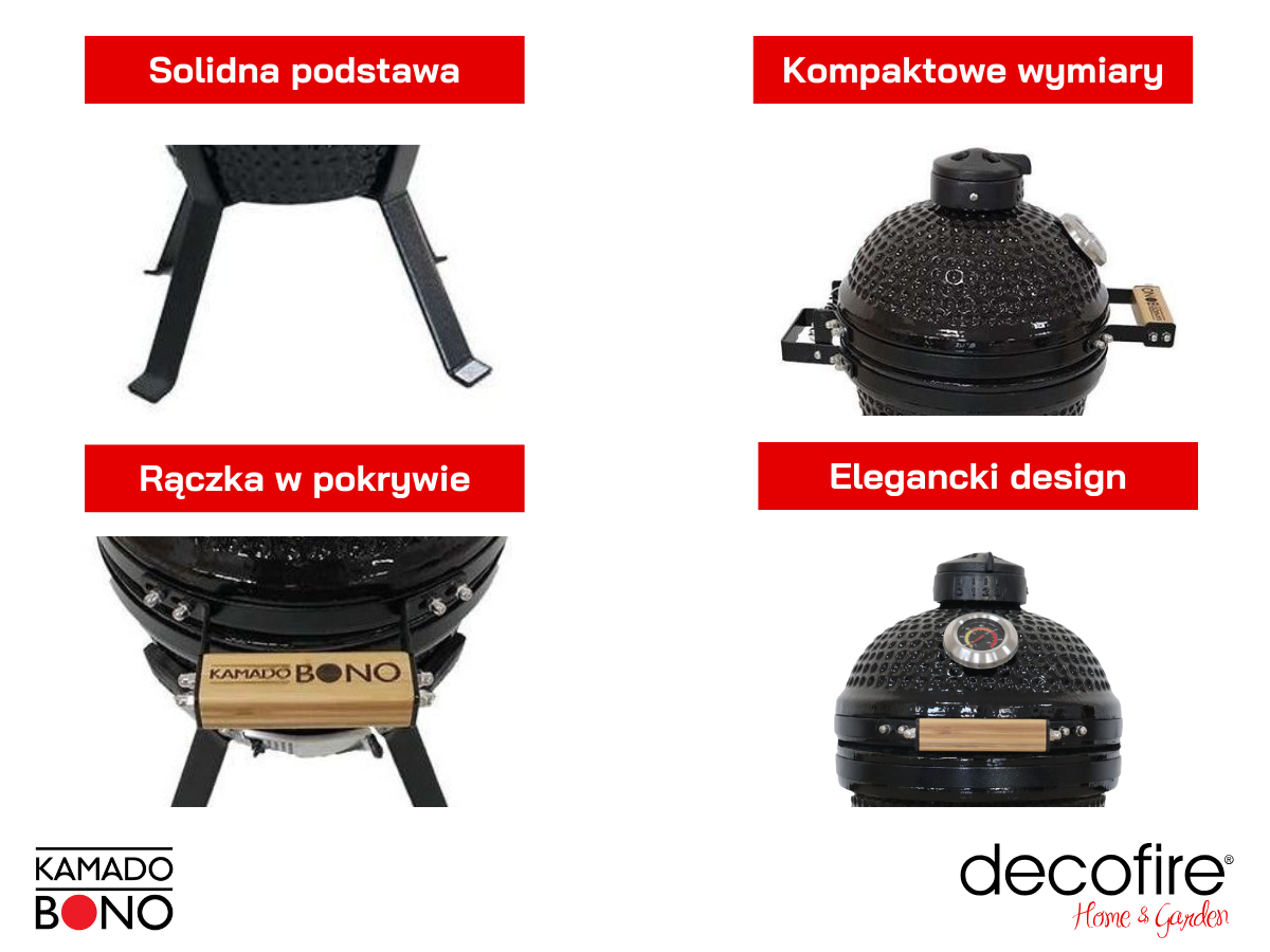 Dodatkowe udogodnienia w ceramicznym grillu Kamado Bono Picnic 13"