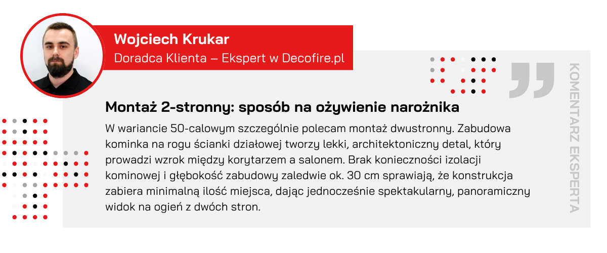 Opinia eksperta o zabudowie 2-stronnej kominka.