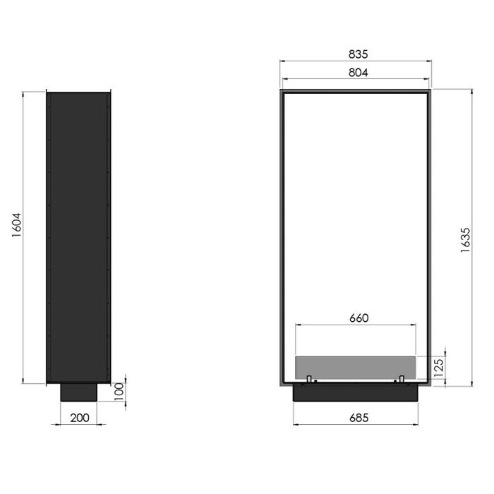 Biokominek do zabudowy Infire 2Side 1600 Slim Vert Slim Line